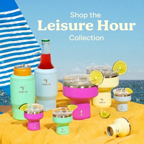 REDUCE Saltini 16 oz Cocktail Tumbler - Insulated Margarita Tumbler with Lid - Keeps Drinks Cold for 10 Hours - 360 Sippable Martini Glass Alternative - Shatterproof, Perfect for Parties - Lemon Luau