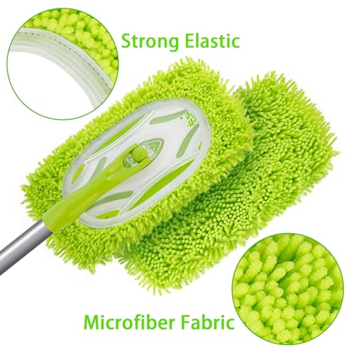Unoutur Reusable Dry Sweeping Cloths Microfiber Wet Mop Pads Compatible with Swiffer Sweeper Mop Replacement Sweeping Mopping pad Refills for Hardwood Surface Floor Cleaning (4PCS)