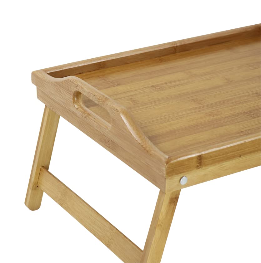 KKTONER Bamboo Bed Table Tray Breakfast Tray with Folding Legs Bed Tray for Eating and Laptop Serving Trays for Bedroom Snack Tray Bed Table Drawing Table (40)