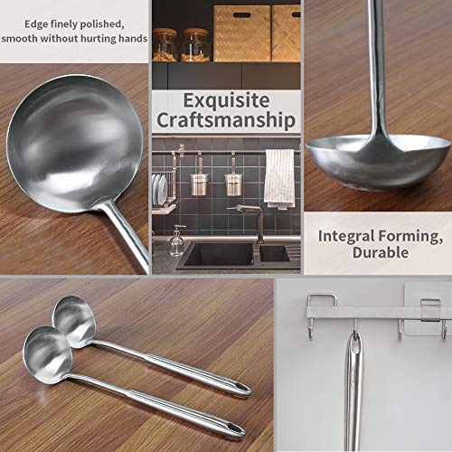 Newness Soup Ladle, Rustproof, Heat Resistance, Integral Forming Resilient 304 Stainless Steel Soup Spoon with Vacuum Ergonomic Round Handle