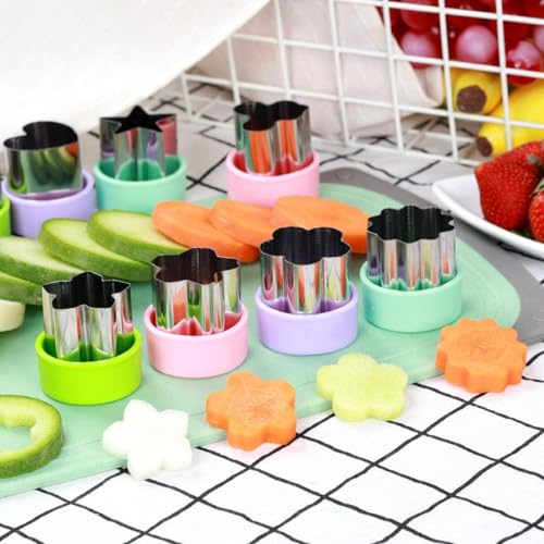 Vegetable Cutter Shapes Set (8 Pack) – 1.5" Stainless Steel Mini Cookie & Fruit Cutters for Kids, Bento Lunch, Sandwich, Fondant, Cheese, Baking & Food Prep