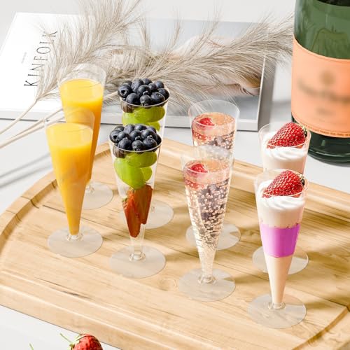 Lazyshine Plastic Champagne Flutes Disposable Wine Glasses - 40 Pack 4.5Oz Clear Mimosa Cocktail Cups Bulk for Wedding Back to School Party Supplies Engagement Decor, Copas De Plastico Para Brindis