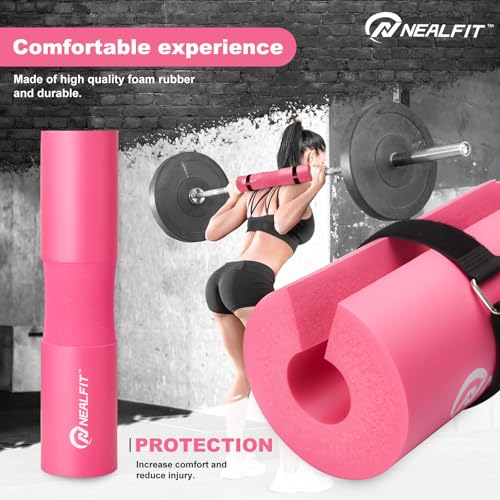 NEALFIT Barbell Pad Squat Pad for Squats—Squat Bar Pad—Great for Weightlifting,Lunges and Hip Thrusts—Foam Sponge Pad—Fit Standard and Olympic Bars Perfectly