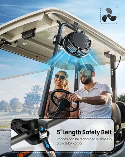 40000mAh Clip on Fan for Golf Cart - 8-inch Portable Rechargeable Fans - Max Up to 150Hrs Work Time - Battery Operated Fan with LED, Remote, Timers, Hook for Office, Desk, Camping, Treadmill, Tent