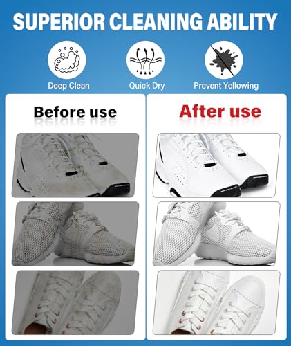 Shoe Cleaner, Sneaker Cleaner Foam for White Shoes & Sneakers, Deep Cleaning Shoe Cleaning Kit Removes Dirt & Stains Fast, 6.76 oz with Brush & Towel for Leather, Canvas, Knit, Rubber & More