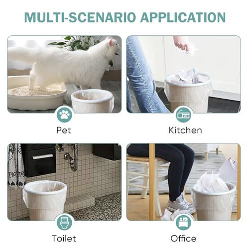 Small Trash Bags 4 Gallon - 100 Count Leakage-Proof 4 Gallon Trash Bag, Unscented Small Garbage Bags for Office Bedroom Bathroom Mini Trash Bags, White 4 Gal Trash Can Liners