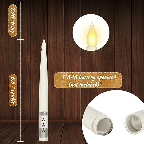 Boribim 20PCS Floating Candles with Wand, Magic Hanging Candles, Flickering Warm Light LED Taper Flameless Candles with Wand Remote, Battery Operated