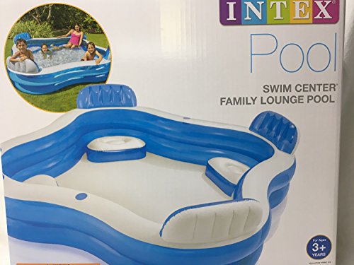 Doukedge Family Swimming Pool, Inflatable Large Swim Center with 4 Built-in Seats for Children Adults, Thick Kiddie Paddling Pool for Summer Party Supply