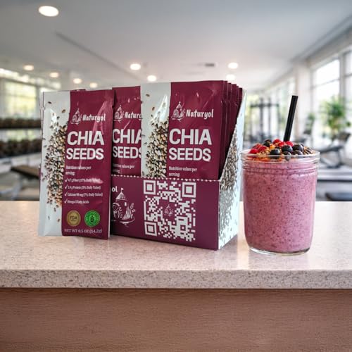 Naturyol Chia Seeds – Fiber-Rich Food for Salad Mixes, Gluten Free, Keto Friendly, Chia Seeds Travel Packets, Salad Toppings & Keto Food, Rich in Omega-3, Non-GMO, 1 lb (0.5 oz Pack of 32)