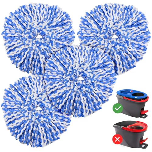 4 Pack RinseClean Spin Mop Replacement Head Spin Mop Refills Compatible with O Ceda RinseClean Dual System, Microfiber Mop Easy Cleaning Floor Head Mo-p for Floor Cleaning RinseClean 2 Tank System