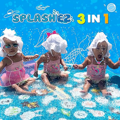 SplashEZ 3-in-1 Splash Pad, Sprinkler for Kids & Baby Pool for Learning – Toddler Sprinkler Pool, 60’’ Outside Water Toys – “from A to Z” Outdoor Play Mat for Babies & Toddlers