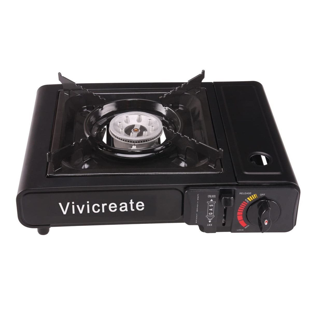Vivicreate Portable Butane Stove 8500 BTU, Butane Stove with Auto Ignition for Camping, Lightweight Portable Gas Stove Burner with Safety Lock, Butane Burner, Estufa de Gas Portatil(Black)