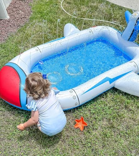 Kiddie Pool Splash Pad for Kids 68" x 38" x 21.5" | 3-in-1 Inflatable Sprinkler Pool for Toddlers Ages 3-8, Backyard Water Play Mat, Outdoor Summer Wading Pool for Boys & Girls