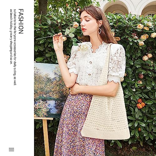 hatisan Crochet Bags for Women - Summer Beach Tote, Aesthetic Hippie Knit Bag
