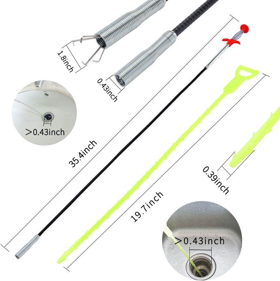 DR.PEN Flexible Grabber Claw Pick Up Reacher Tool (Drain Clog Remove Tool), With 4 Claws Bendable Hose Pickup Reaching Assist Tool for Litter Pick