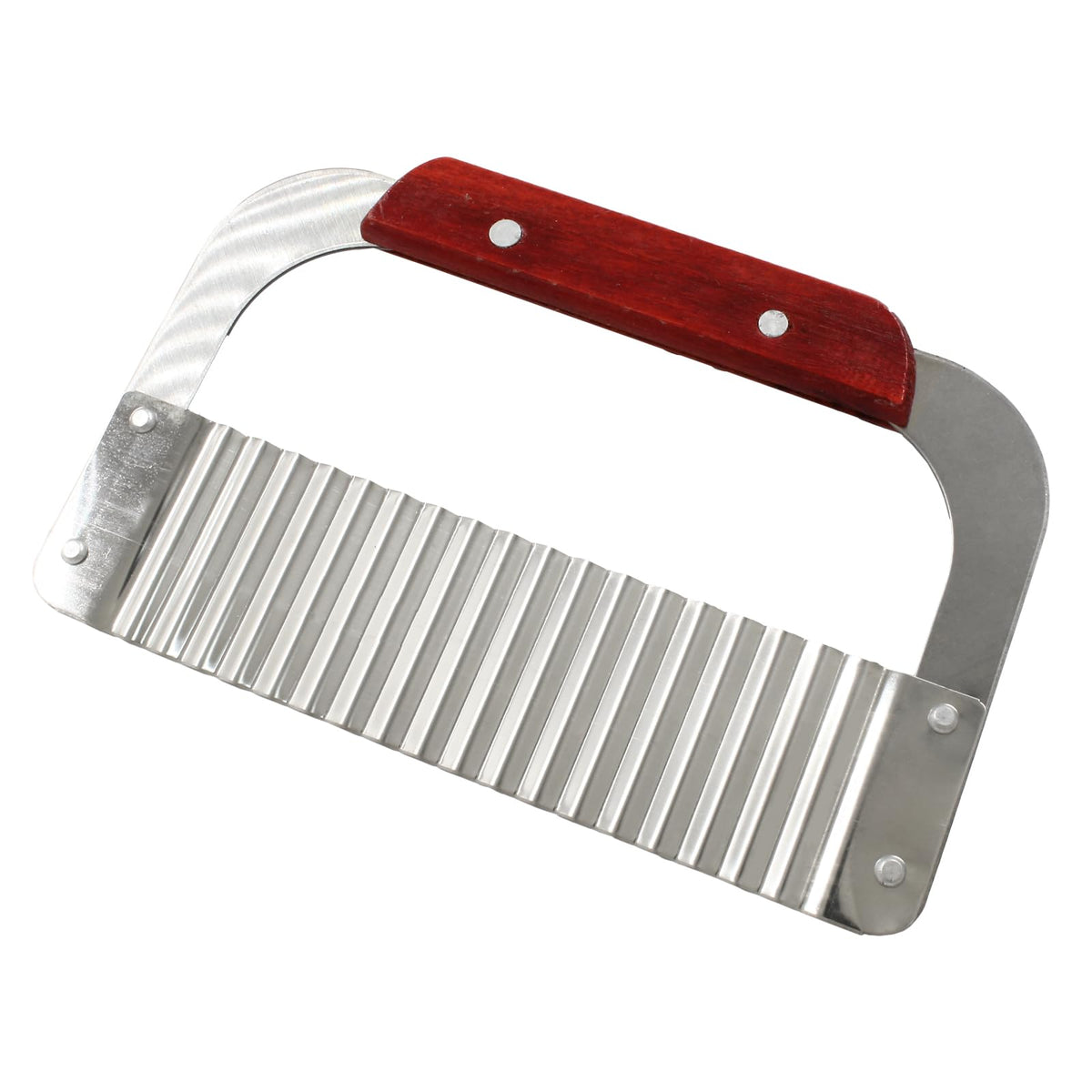 Murtenze Stainless Steel Crinkle Cutter, Wavy Potato Soap Cutting Tool Heavy Duty Wavy Crinkle Cutting Chopping French Fry Slicer Wavy Rotary Cutter with Wooden Handle for Carrot Vegetable(1 Pack)