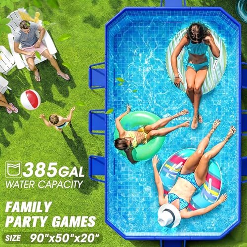 StarOcean 2026 Foldable Pool, Large Non-Inflatable Swimming Pool for Kids,Adult Collapsible Pools Hard Plastic Shell, Oversized Thickened,Portable Folding Kids Pools for Backyard 90"x50"x20"-Blue