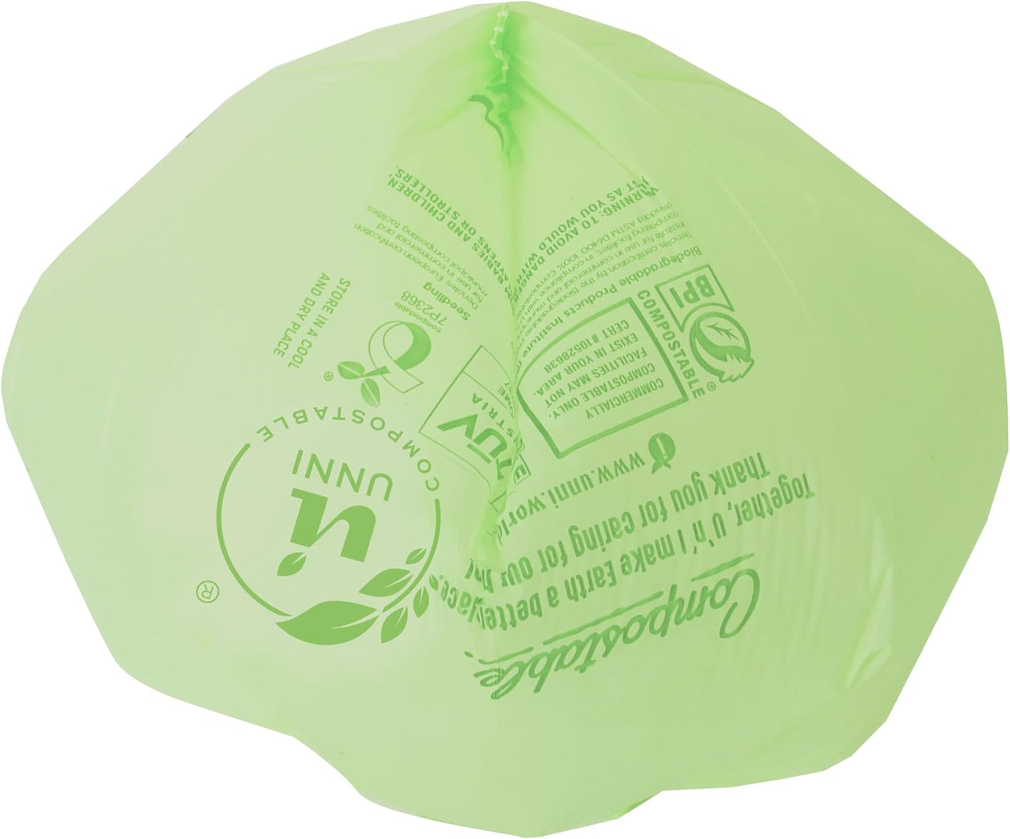 UNNI Compostable Trash Bags, 2.6 Gallon / 9.84 Liter, 100 Count, Extra Thick 0.71 Mil Small Kitchen Food Scrap Bin Liners, Certified by BPI, CMA & OK compost HOME, Meets the ASTM D6400 Standard