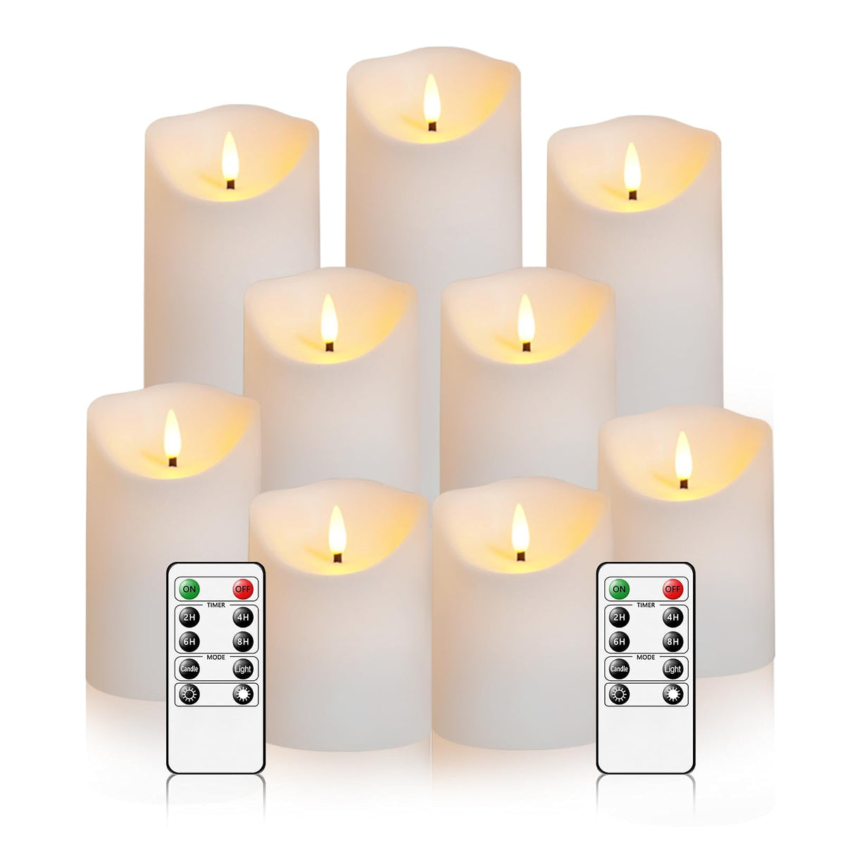 Nimiko Flameless Candles with Remote, Battery Operated Flickering Flameless Candles, LED Candles with Timer 2/4/6/8H, with Realistic LED Candles Set