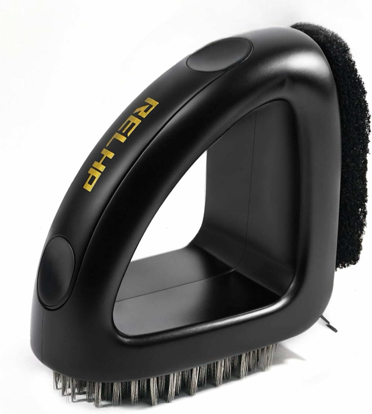 RELHP 4-in-1 Grill Brush Bristle-Free Sponge Pad & Wire Combined BBQ Brush, Ultra Safe & Heavy-Duty Grill Cleaner