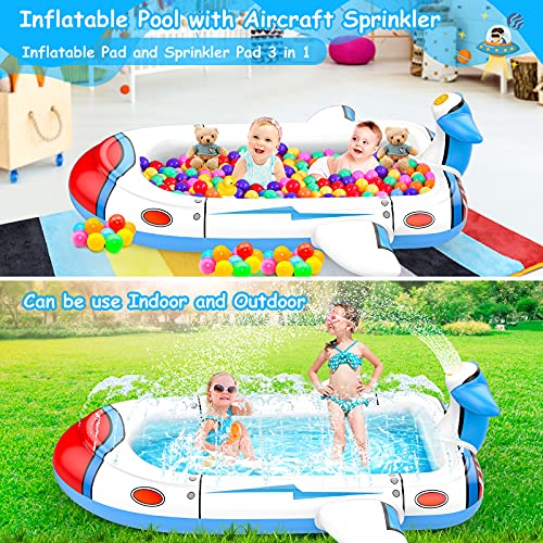 Kiddie Pool Splash Pad for Kids 68" x 38" x 21.5" | 3-in-1 Inflatable Sprinkler Pool for Toddlers Ages 3-8, Backyard Water Play Mat, Outdoor Summer Wading Pool for Boys & Girls
