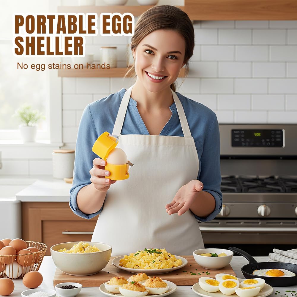 Upgrade Egg opener, 2026 New Egg Cutter Egg Cracker Tool Multifunctional Egg Cutter Multipack, Stainless Steel Egg Shell Separator for Raw Eggs Gadgets Cracker Tool (1, Yellow)