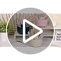 SKYDUE Makeup Organizer, Rotating Pencil Pen Holder for Desk, Dual-Purpose Desktop Organizer for Cosmetics & Pens, Makeup Brush Holder with 5 Slots, Pencil Cup for Office, Home