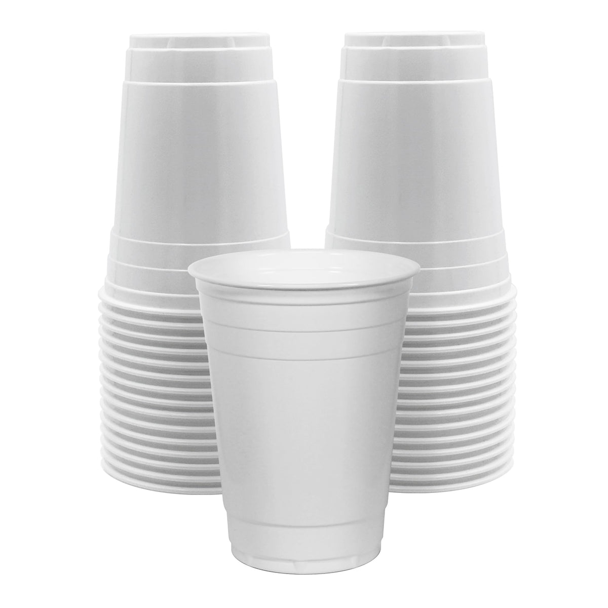 PAMI White Plastic Party Cups Pack of 30 - 16oz Disposable Drinking Glasses- For Iced Tea, Smoothies, Punch, Beer, Cocktails - Beerpong Cups
