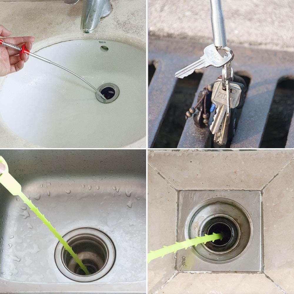 DR.PEN Flexible Grabber Claw Pick Up Reacher Tool (Drain Clog Remove Tool), With 4 Claws Bendable Hose Pickup Reaching Assist Tool for Litter Pick