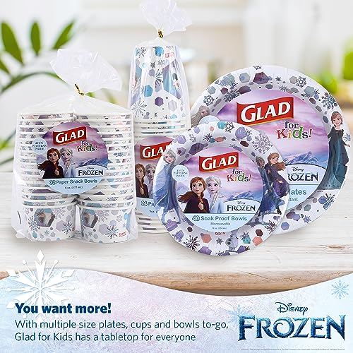 Glad for Kids Disney Frozen Disposable Paper Cups, Anna and Elsa - Heavy Duty Soak-Proof Kid-Friendly Drinking Cups, Great for Everyday Meals and Snacks, 9 oz, 24 Count