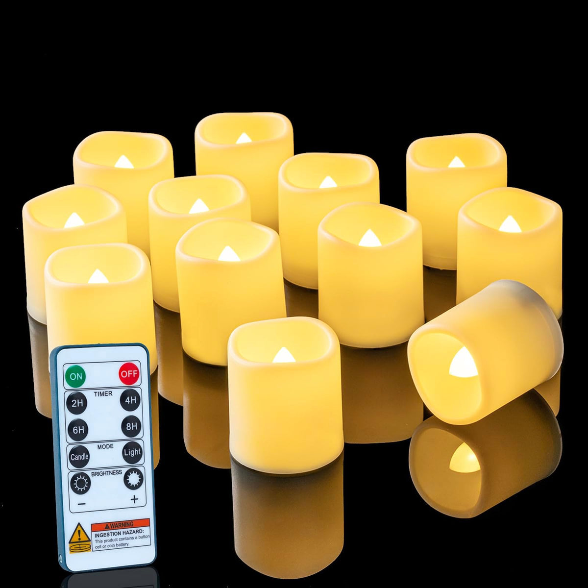 Homemory 12 Pack Flameless LED Votive Tealight Candles with Timer Remote