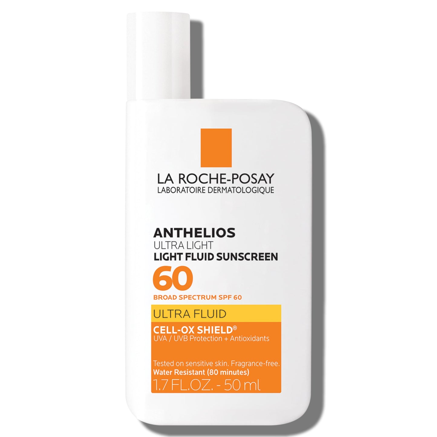 La Roche-Posay Anthelios Light Fluid Facial Sunscreen SPF 60, Lightweight Sunscreen For Face, Fluid Texture, Broad Spectrum SPF + Antioxidants, Oil Free & Oxybenzone Free, Travel Size 1.7 Fl. Oz.