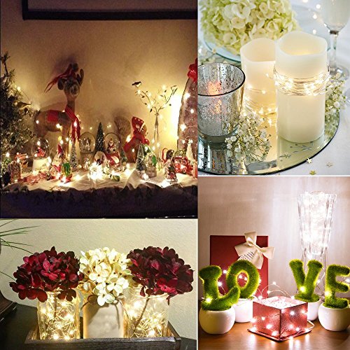 2 x Fairy Lights Battery Operated, 8 Mode 50 LEDs Remote & Timer Warm White