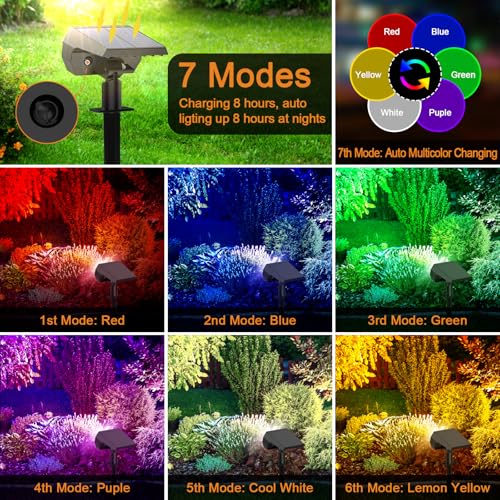 WELALO Color Changing Solar Lights Outdoor, IP68 Waterproof, RGB, 6 Pack