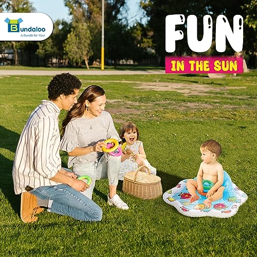 Baby Splash Pad with Inflatable Backrest and Stackable Ring Toys – Sensory Water Play Mat for Infants and Toddlers – Summer Outdoor Fun