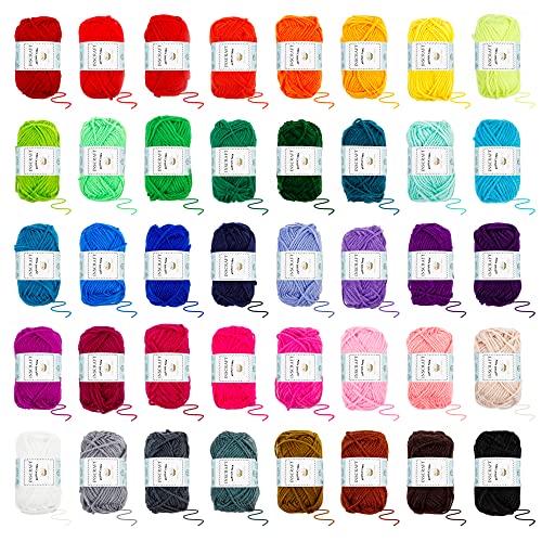INSCRAFT 113 Piece Crochet Kit with Yarn Set– 1600 Yards Assorted Yarn for Knitting and Crochet, 73PCS Crochet Accessories Set Including Ergonomic Hooks, Knitting Needles & More Ideal Beginner Kit