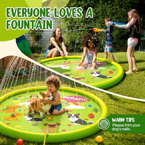 Peradix Splash Pads for Toddlers, 67" Inflatable Kiddie Sprinkler Mat, Outdoor Toys for Kids, Summer Water Pad for Backyard Garden Lawn, Wading Pool for Child 3 Age+
