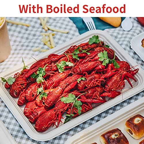 bloomoon 50 Pack 14 inch Disposable Crawfish Trays,Large Paper Plates 14 inch Food Trays Disposable for Seafood Lobster Crab BBQ, Crawfish Boil Party Supplies