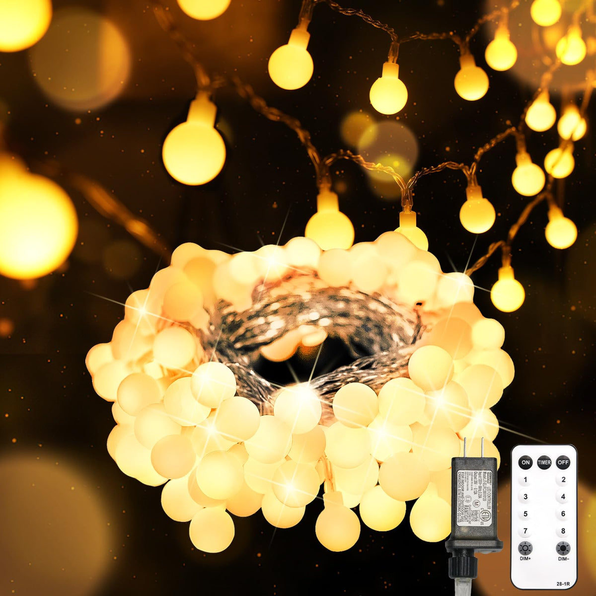 suddus Globe String Lights Indoor, 43 FT 100 Led Fairy Lights Plug in