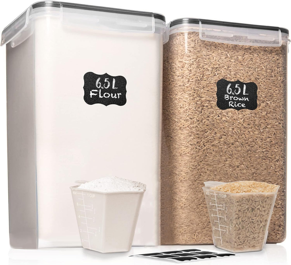 White Feather Supplies 2 PC 6.5L / 220 Oz Large Food Storage Containers with Lids Airtight