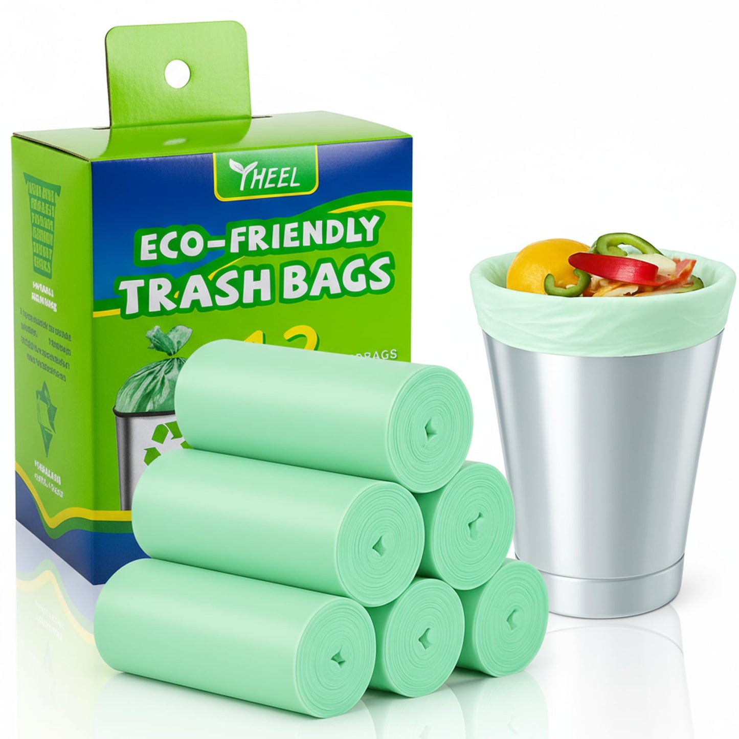 Small Trash Bags 1.2 Gallon: YHEEL Bathroom Trash Bags Unscented Small Garbage Bags Strong Leak-Proof Trash Liners for Office Bedroom - 150 Counts