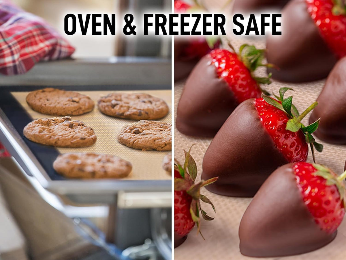 Zulay Kitchen Silicone Baking Mat Set – 2-Pack 16.5″ × 11.6″ Reusable Non-Stick Silicone Baking Sheets, Food-Safe, Heat-Resistant up to 250°F – Perfect for Cookies, Pastries & Oven Use (Dark Gray)