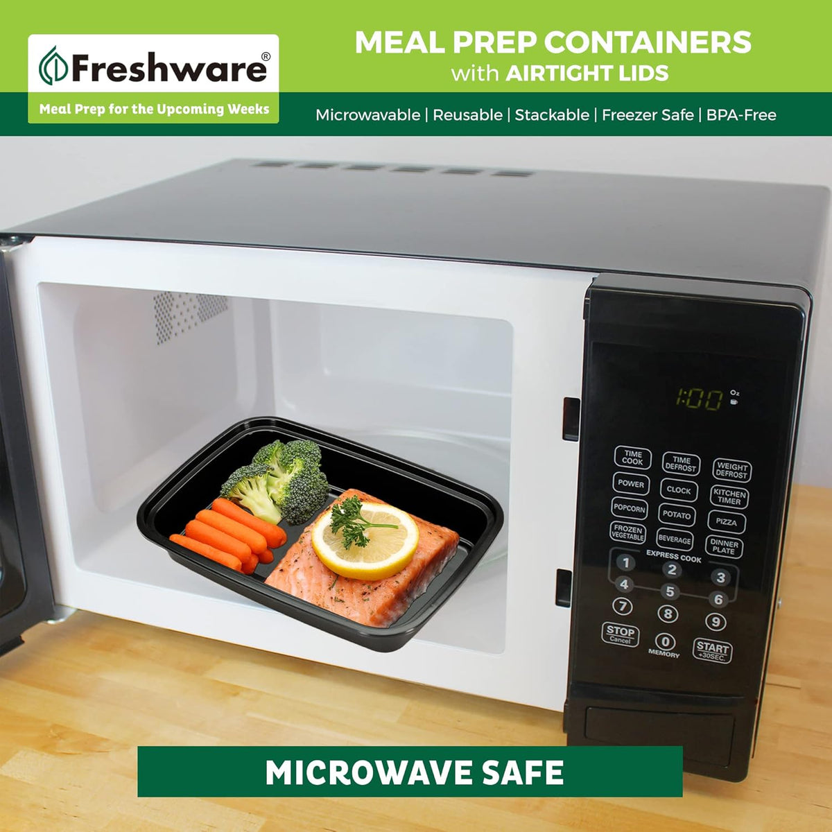 Freshware Meal Prep Containers 50 Pack 1 Compartment Food Storage Containers with Lids, Bento Box, BPA Free, Stackable