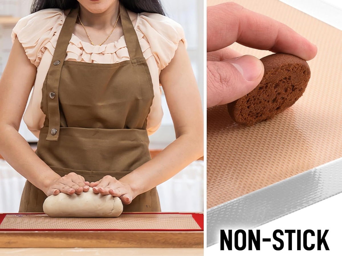 Zulay Kitchen Silicone Baking Mat Set – 2-Pack 16.5″ × 11.6″ Reusable Non-Stick Silicone Baking Sheets, Food-Safe, Heat-Resistant up to 250°F – Perfect for Cookies, Pastries & Oven Use (Dark Gray)