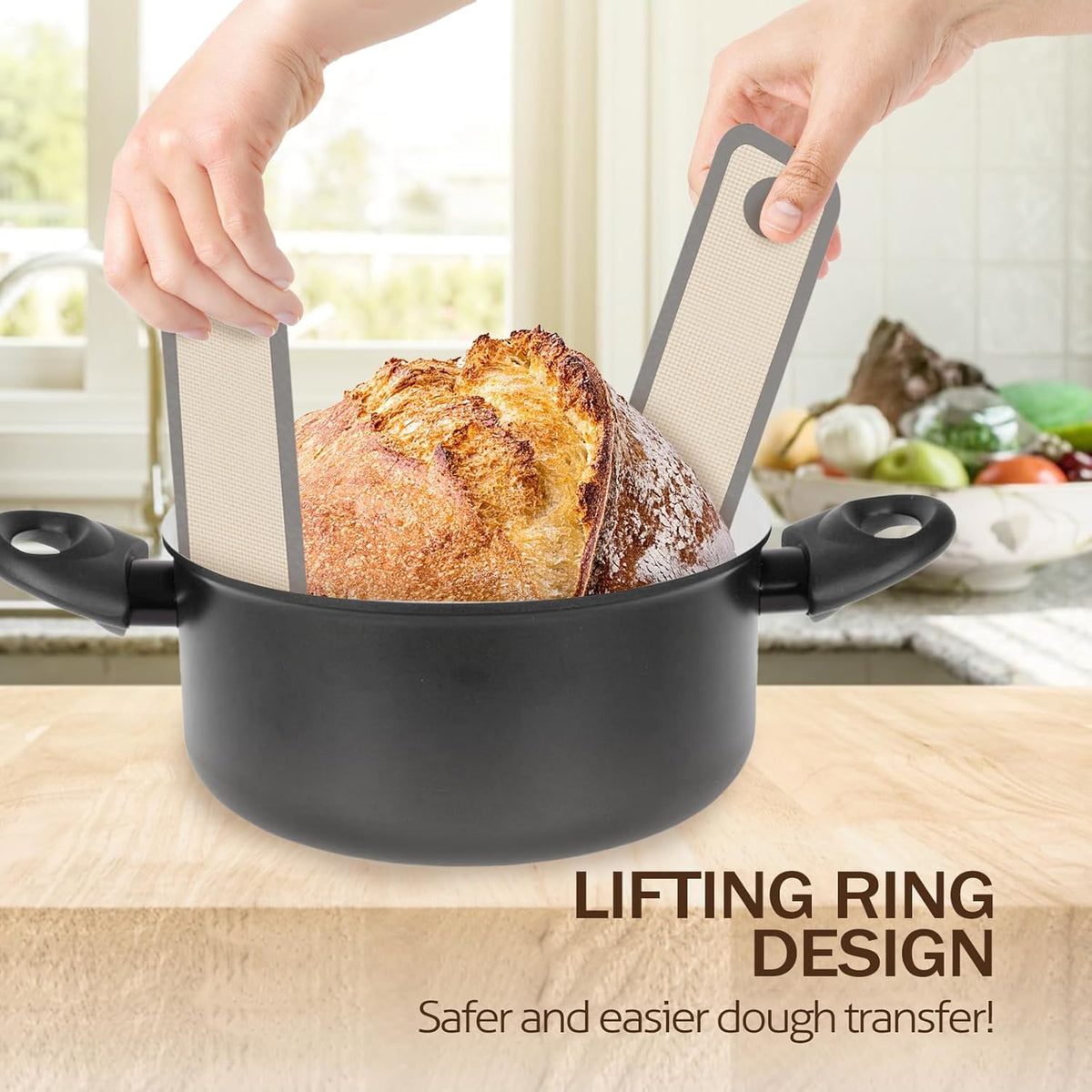 Koolstuffs Silicone Bread Sling for Dutch Oven, 2 PCS Non-Stick & Easy Clean Reusable Sourdough Mat, Sourdough Bread Baking Supplies
