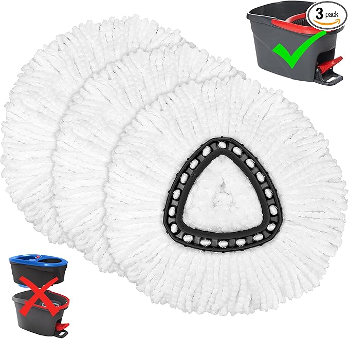 3 Pack Mop Replacement Heads for O-Ceda EasyWrin Spin Mop, Microfiber Spin Mop Refills, Easy Cleaning Mop Head Replacement