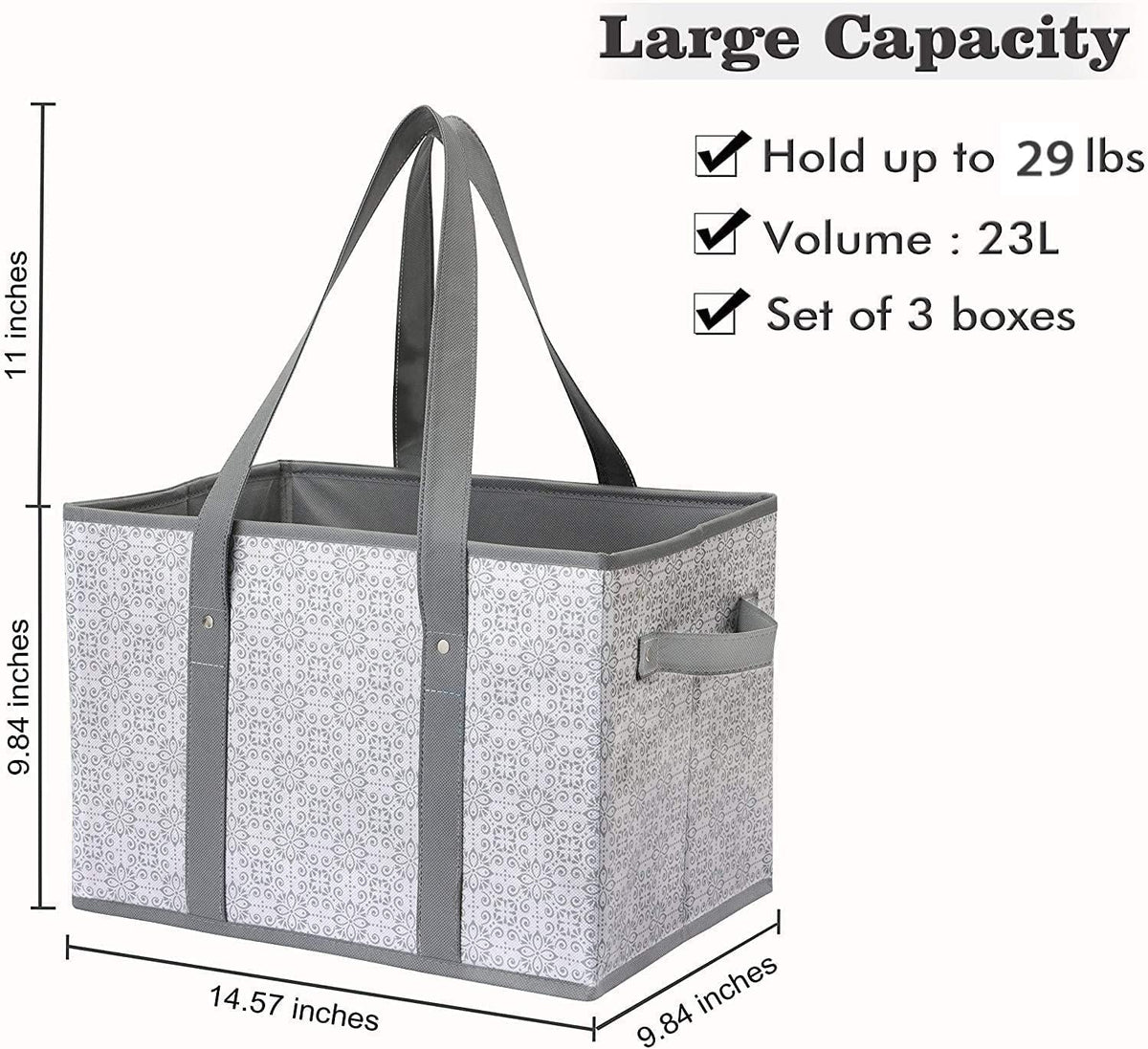 WISELIFE Reusable Grocery Bags 3 Pack, Large Grocery Tote Bag Water Resistant Shopping Bags Foldable Grocery Bag for Clothes, Shoes and Picnic