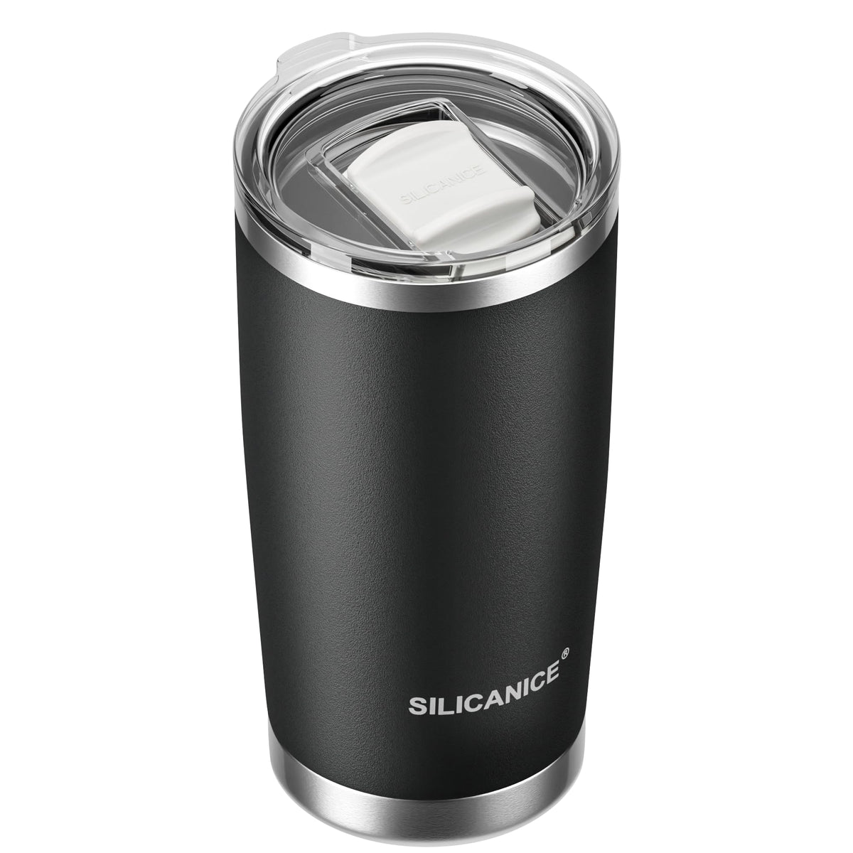 20oz Hygienic Stainless Steel Vacuum Insulated Tumbler w/ Easy-On/Easy-Off Lid - Removable slider, Double Wall 18/8 Travel Mug, BPA-Free, Fits Cup Holders, Premium Quality, Smart Value - Black
