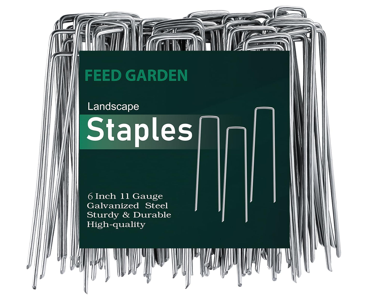 FEED GARDEN 6 Inch 50 Pack Hot-dip Galvanized Landscape Staples Plant Cover Spikes 11 Gauge Tent Stakes Garden Stakes Landscaping Fabric SOD Pins Yard Pins for Decoration Weed Barrier Fabric