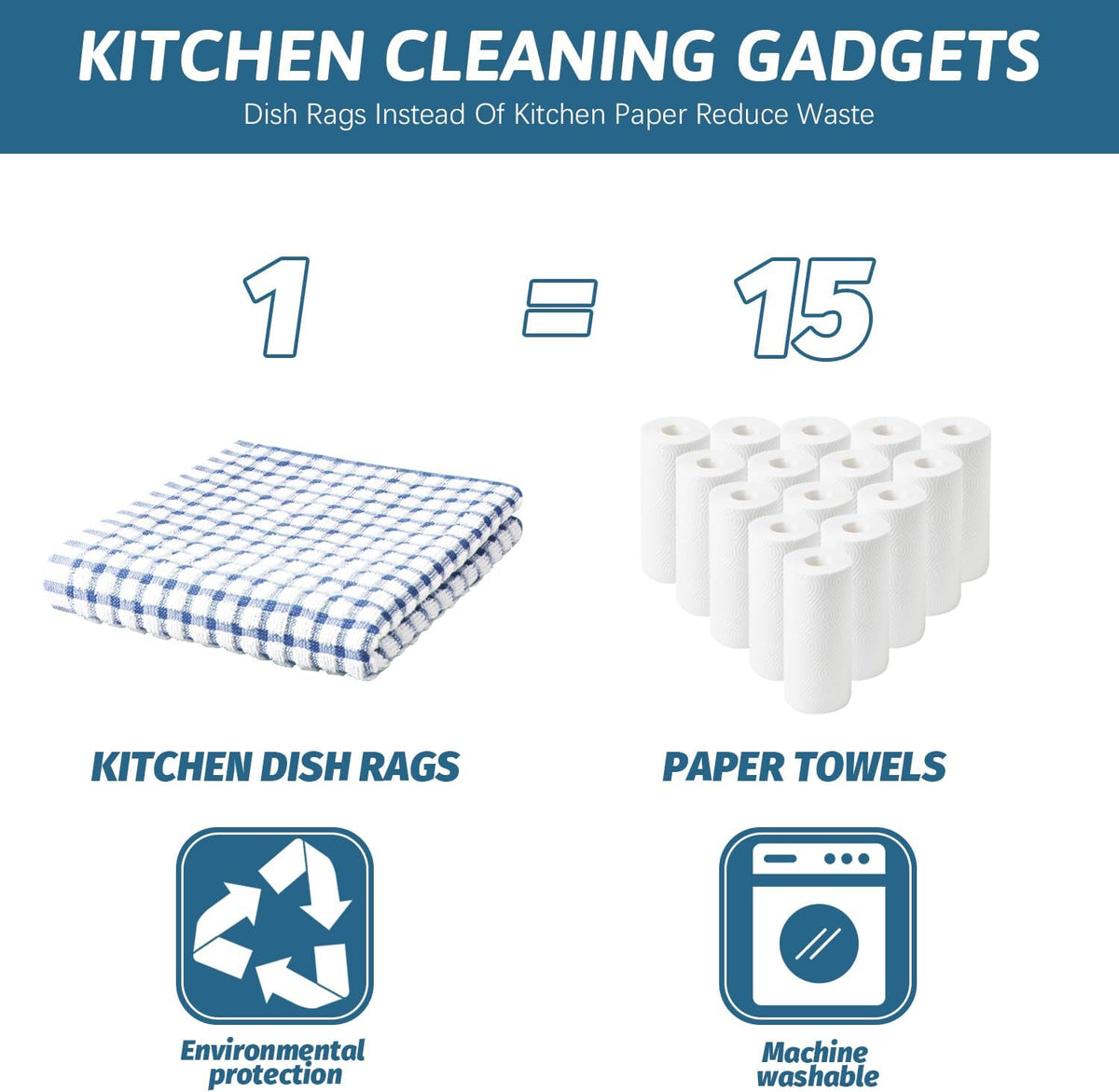 Nialnant 8 Pcs Kitchen Dish Rags,100% Cotton Soft Absorbent Quick Drying Dish Cloths for Kitchen,Washing Dishes,Cleaning rags-11 x 11In